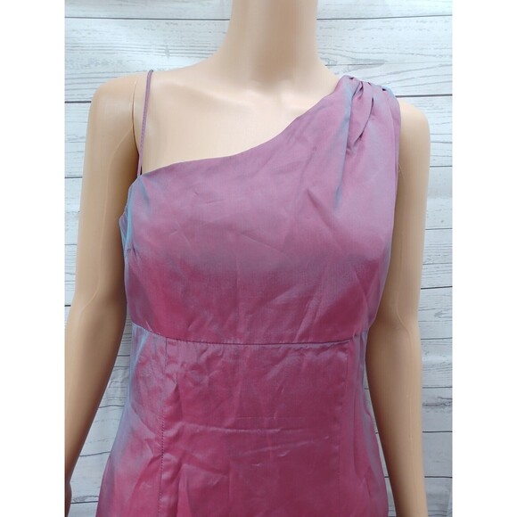 Vtg Michelangelo Prom Maxy Dress One Shoulder High Low Red Iridescent Sz 4 - Picture 2 of 12